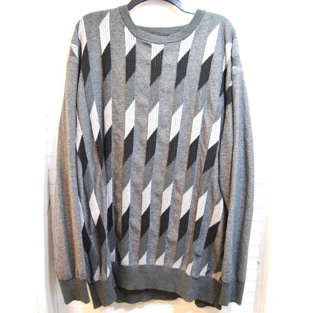 Vintage Y2K Geometric Sweater Men's 3XLT F/X Fusion 90s Streetwear Grandpa